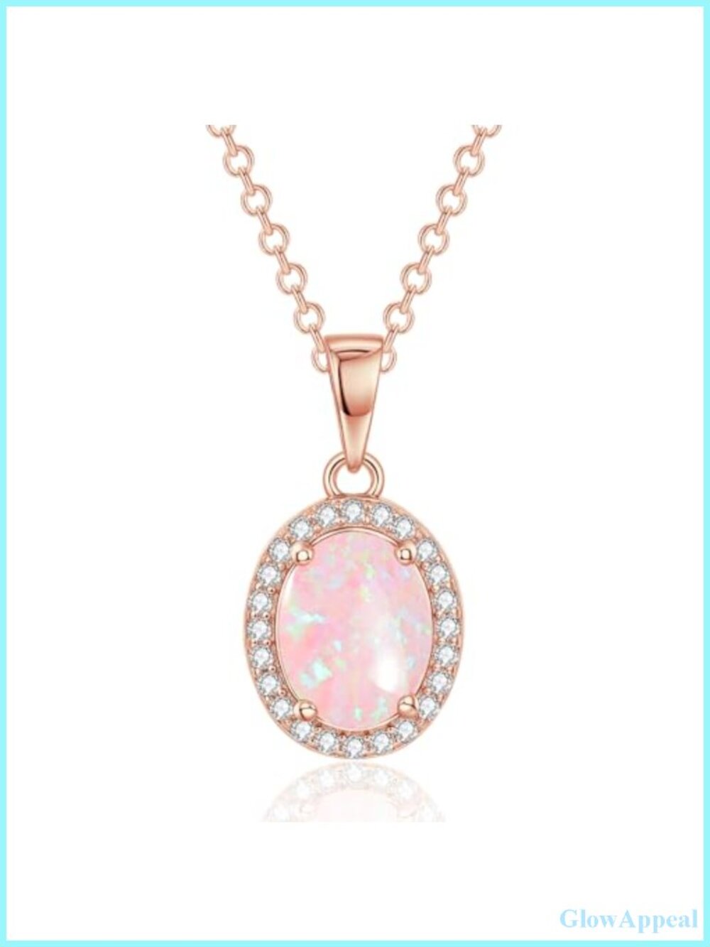 14K Rose Gold Plated Created Oval Opal Pendant Necklace for Wedding